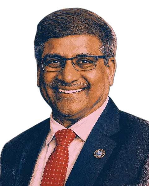 Illustrated portrait of Sethuraman Panchanathan